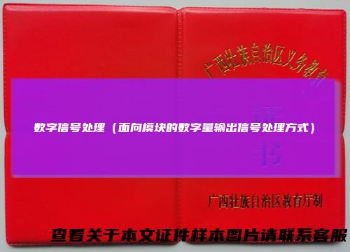 数字信号处理（面向模块的数字量输出信号处理方式）