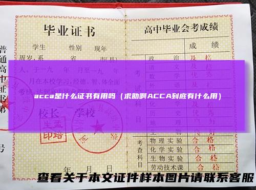 acca是什么证书有用吗（求助啊ACCA到底有什么用）