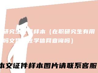 研究生文凭样本（在职研究生有用吗文凭能在学信网查询吗）