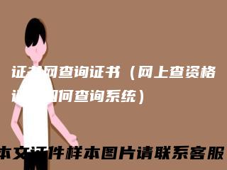 证书网查询证书（网上查资格证书如何查询系统）