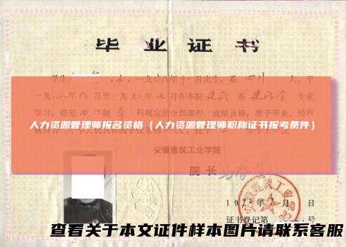 人力资源管理师报名资格（人力资源管理师职称证书报考条件）