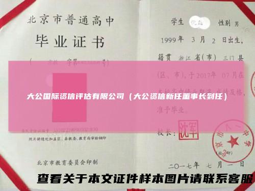 大公国际资信评估有限公司（大公资信新任董事长到任）