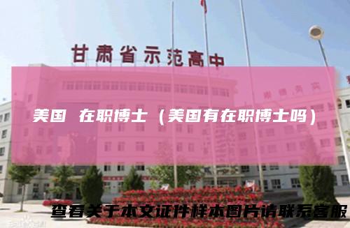 美国 在职博士（美国有在职博士吗）