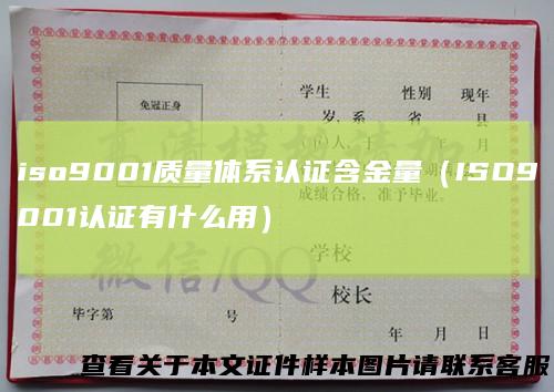 iso9001质量体系认证含金量（ISO9001认证有什么用）