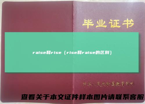 raise和rise(rise和raise的区别)