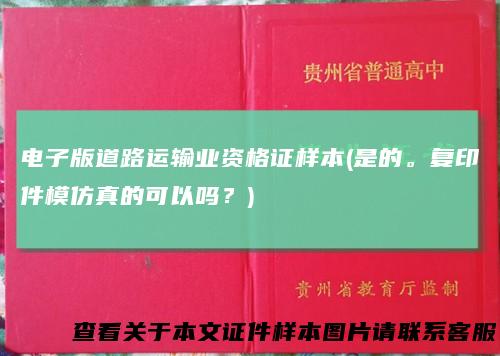 电子版道路运输业资格证样本(是的。复印件模仿真的可以吗？)