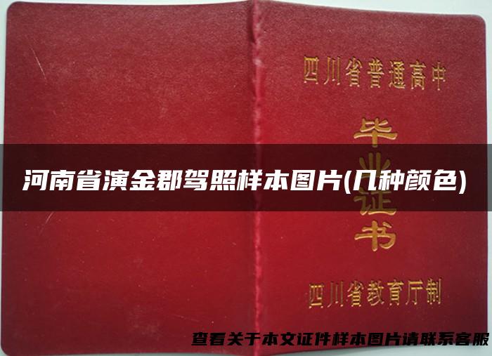 河南省演金郡驾照样本图片(几种颜色)