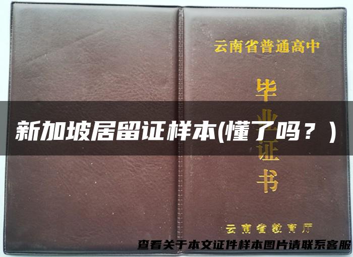 新加坡居留证样本(懂了吗？)