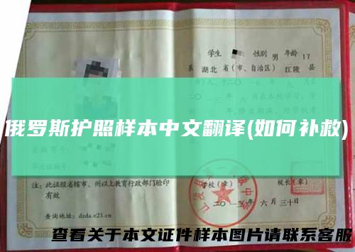 俄罗斯护照样本中文翻译(如何补救)