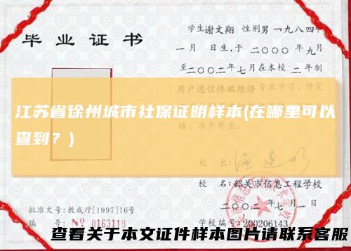 江苏省徐州城市社保证明样本(在哪里可以查到？)
