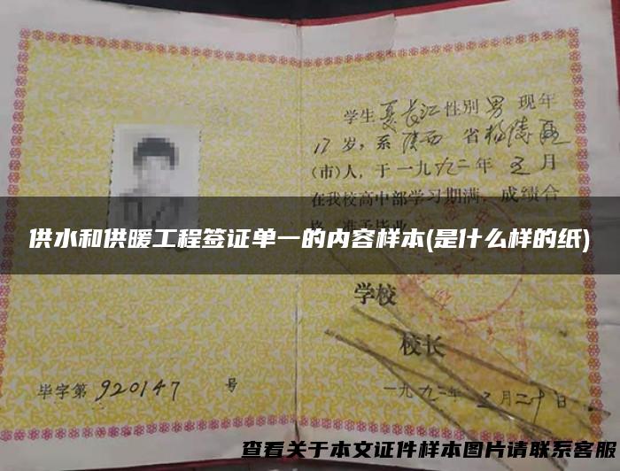 供水和供暖工程签证单一的内容样本(是什么样的纸)