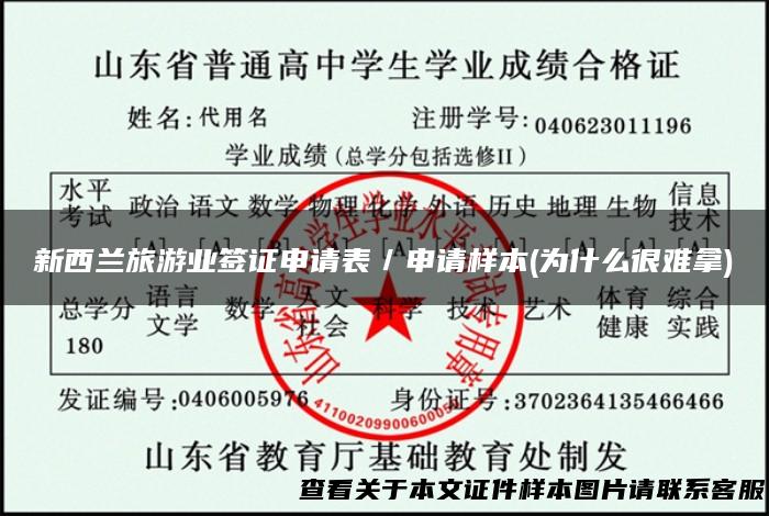 新西兰旅游业签证申请表／申请样本(为什么很难拿)