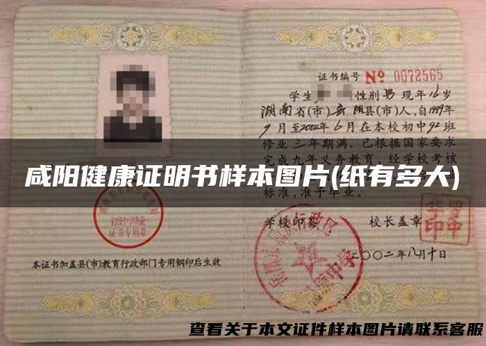 咸阳健康证明书样本图片(纸有多大)