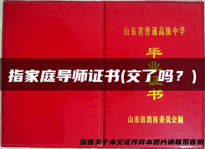 指家庭导师证书(交了吗？)