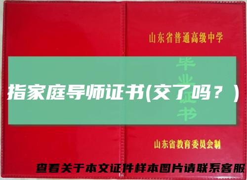 指家庭导师证书(交了吗？)