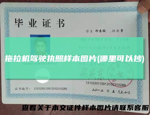 拖拉机驾驶执照样本图片(哪里可以抄)