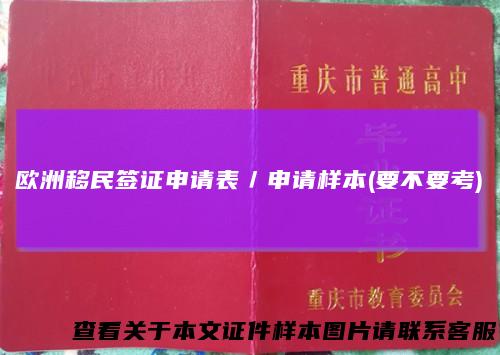 欧洲移民签证申请表／申请样本(要不要考)