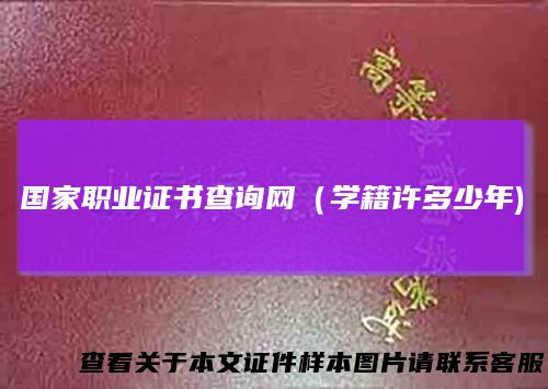 国家职业证书查询网(学籍许多少年)