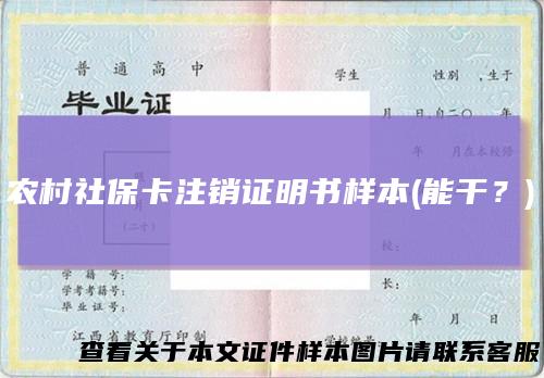 农村社保卡注销证明书样本(能干？)