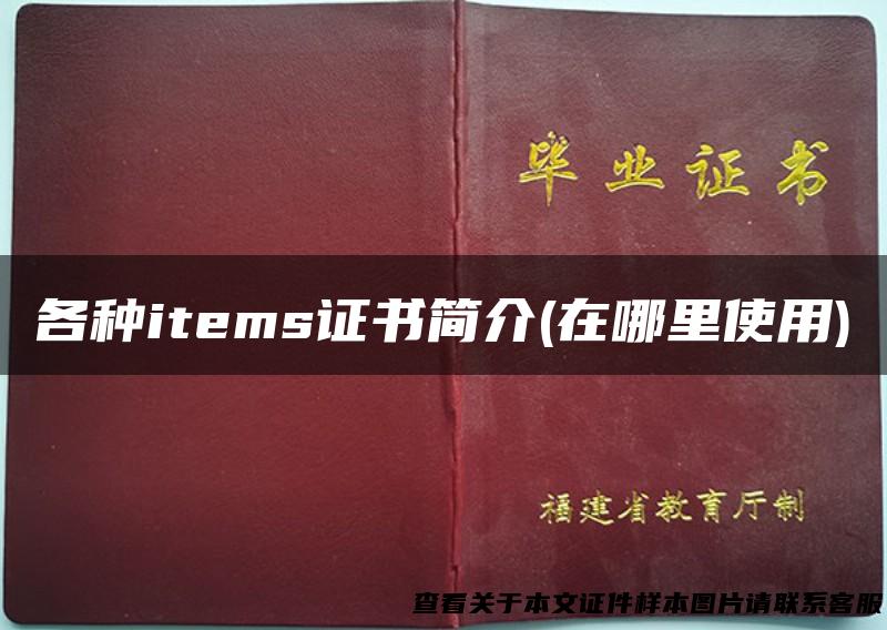 各种items证书简介(在哪里使用)
