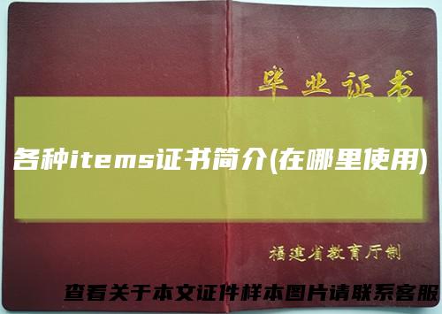 各种items证书简介(在哪里使用)