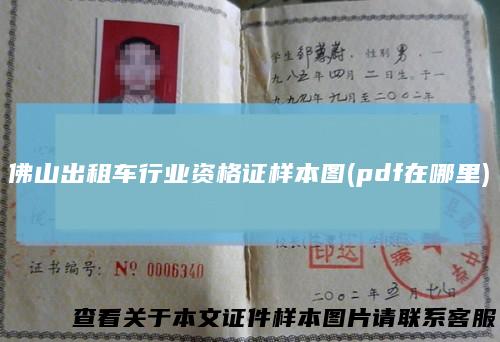 佛山出租车行业资格证样本图(pdf在哪里)