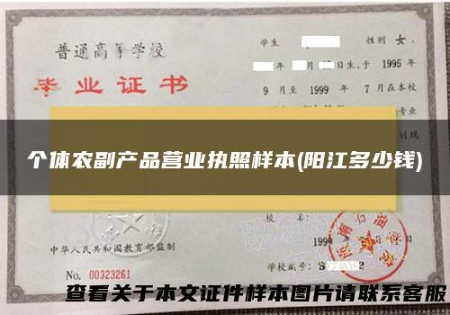 个体农副产品营业执照样本(阳江多少钱)