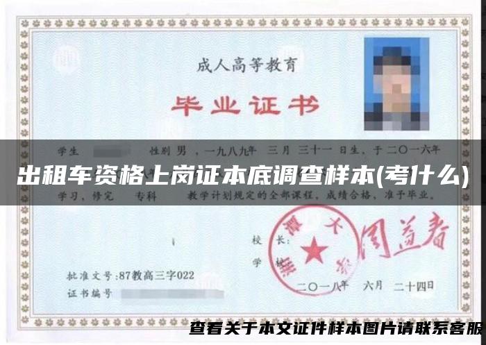 出租车资格上岗证本底调查样本(考什么)