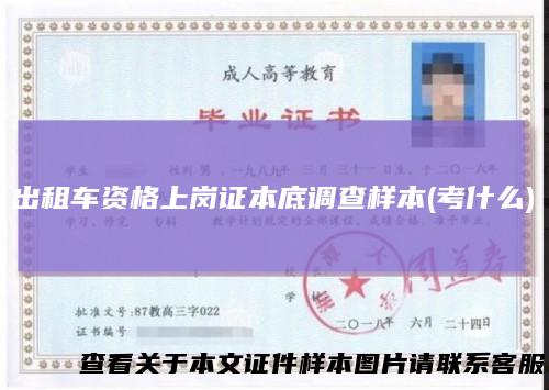 出租车资格上岗证本底调查样本(考什么)