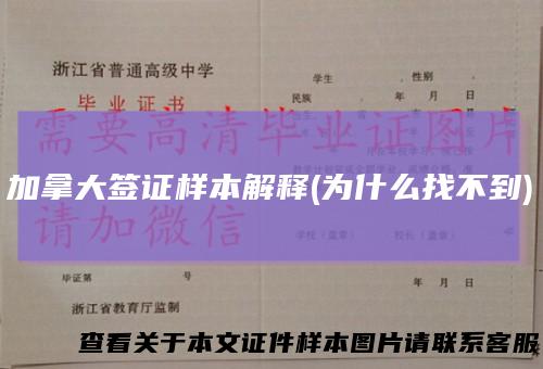 加拿大签证样本解释(为什么找不到)