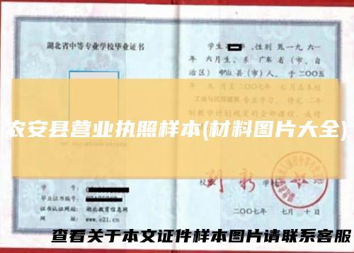 农安县营业执照样本(材料图片大全)