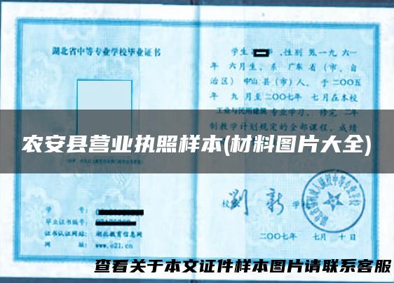 农安县营业执照样本(材料图片大全)