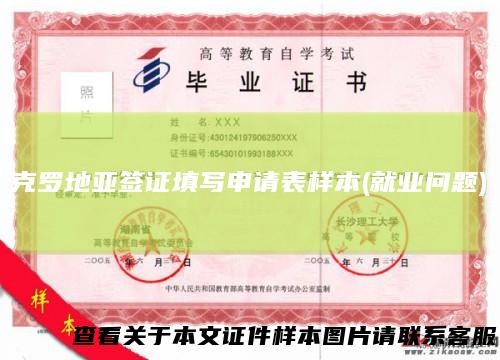 克罗地亚签证填写申请表样本(就业问题)