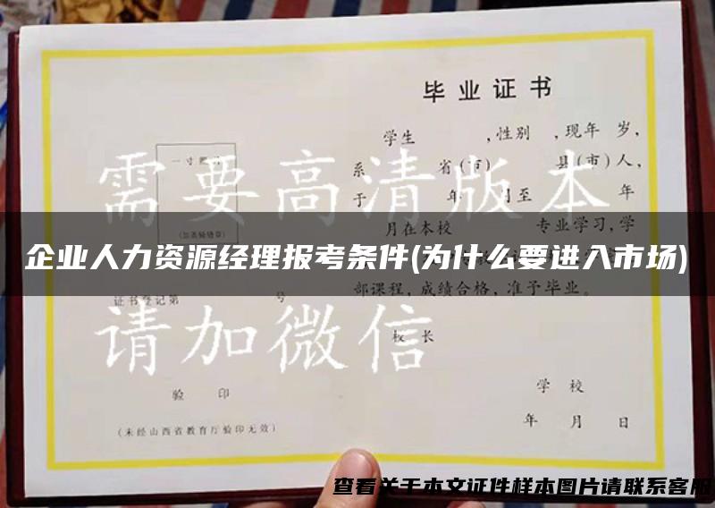企业人力资源经理报考条件(为什么要进入市场)