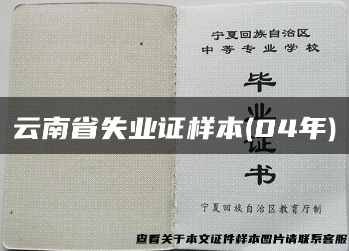 云南省失业证样本(04年)