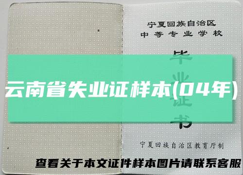 云南省失业证样本(04年)