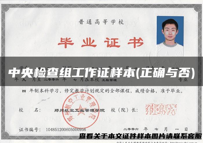 中央检查组工作证样本(正确与否)