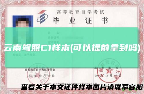 云南驾照C1样本(可以提前拿到吗)