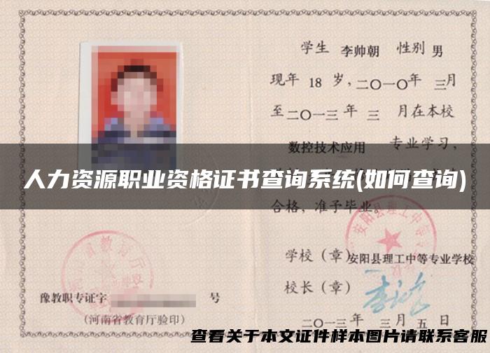 人力资源职业资格证书查询系统(如何查询)
