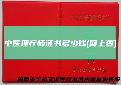 中医理疗师证书多少钱(网上查)