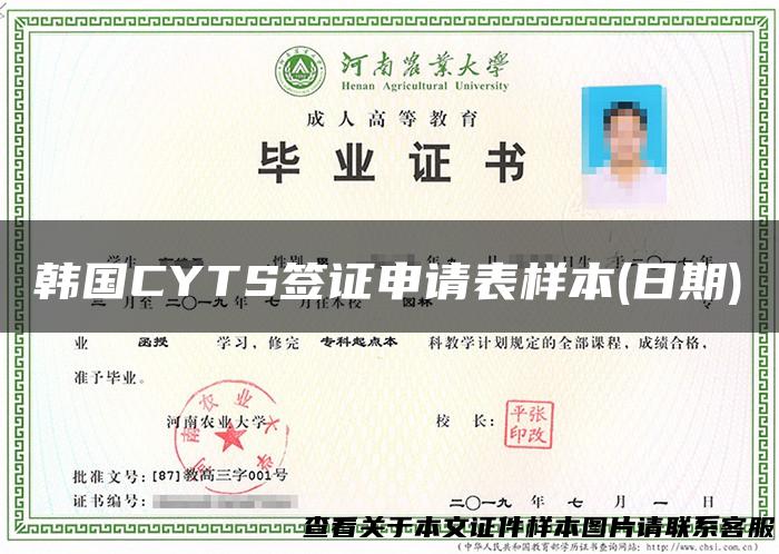 韩国CYTS签证申请表样本(日期)