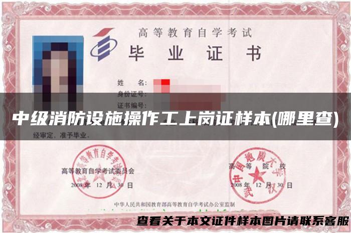 中级消防设施操作工上岗证样本(哪里查)