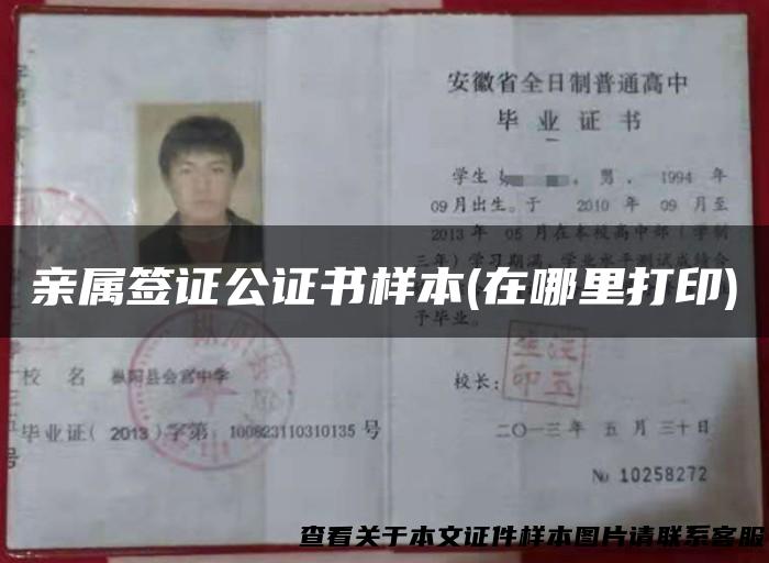 亲属签证公证书样本(在哪里打印)
