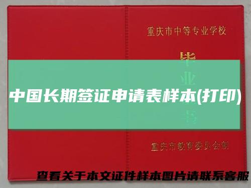 中国长期签证申请表样本(打印)