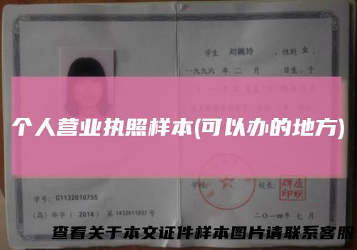 个人营业执照样本(可以办的地方)