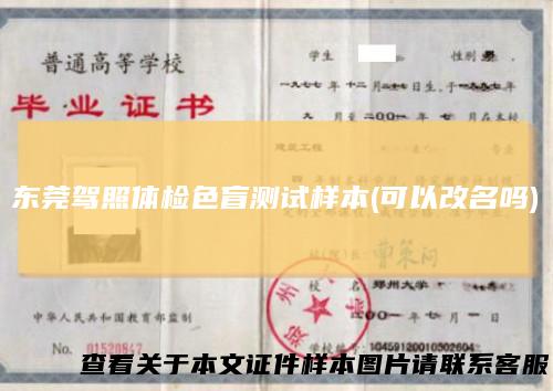 东莞驾照体检色盲测试样本(可以改名吗)