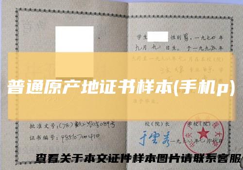 普通原产地证书样本(手机p)