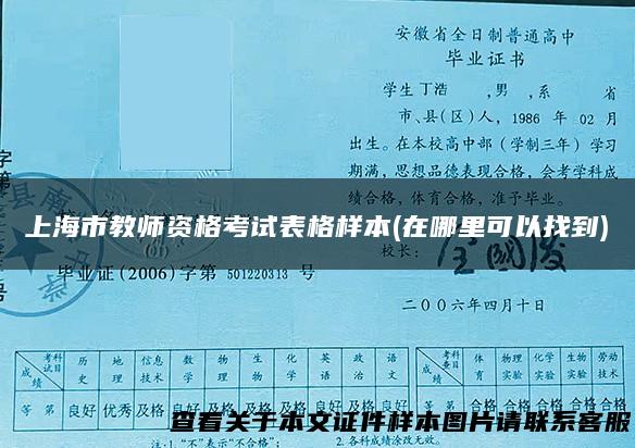上海市教师资格考试表格样本(在哪里可以找到)