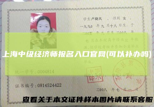 上海中级经济师报名入口官网(可以补办吗)