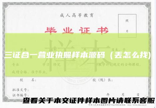 三证合一营业执照样本源码(丢怎么找)
